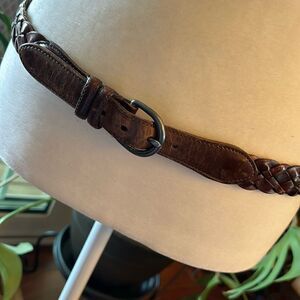 Vintage Coach Mocha Leather Braided Belt - 34